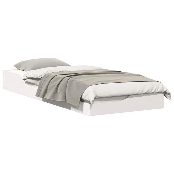 vidaXL Рамка за легло Бяло 90 x 220 cm Солидно борово дърво