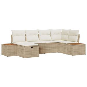 vidaXL Градински Софа Комплект с възглавница 6 pcs Бежово Полиратан