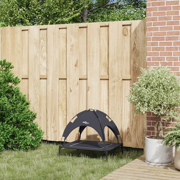 vidaXL Кучешко легло Черно 63 x 49,5 x 60 см Стомана