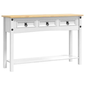 vidaXL Крайна масичка с чекмедже Corona Бяло 114 x 34,5 x 73 см