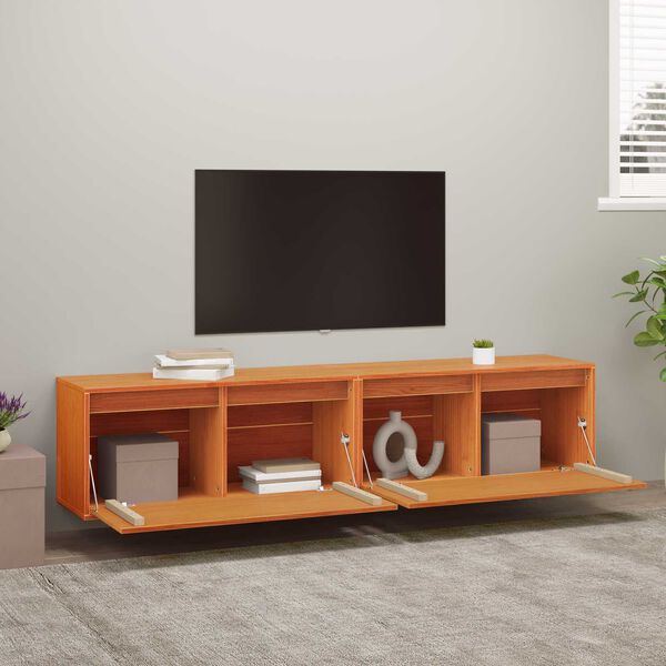 vidaXL Стенен шкаф 2 pcs Кафяво с восъчно покритие 80 x 30 x 35 cm