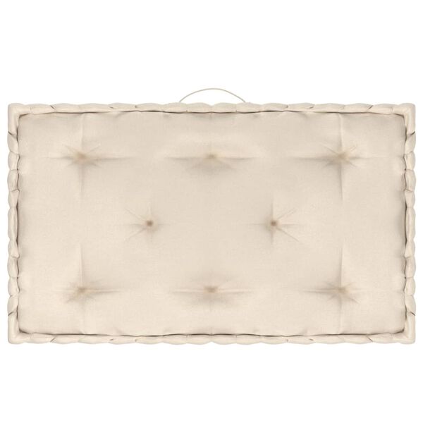 vidaXL Палетни възглавници за под, 7 бр, бежови, памук