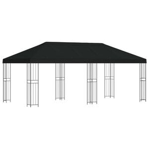 vidaXL Градинска беседка 6 x 3 m Черно Полиестер и стомана 190 gsm