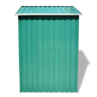 vidaXL Градинска барака за съхранение, зелена, метал, 204x132x186 см