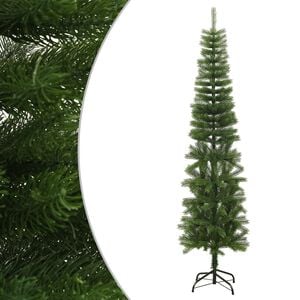 vidaXL Изкуствена тънка коледна елха със стойка, 240 см, PE