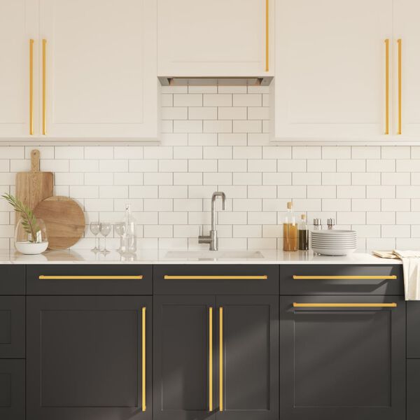 vidaXL Дръжки за шкафове, 5 бр, златисти, 480 мм, неръждаема стомана