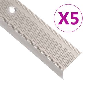 vidaXL Ръбове за стъпала, Г-образни, 5 бр, алуминий, 90 см, шампанско