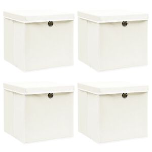 vidaXL Кутии за съхранение с капаци 4 бр бели 32x32x32 см плат