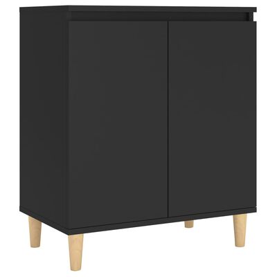 vidaXL Шкаф с дървени крака масив, черен, 60x35x70 см, ПДЧ