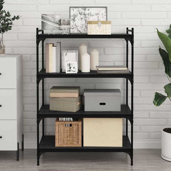 vidaXL Етажерка Борд 4 pcs Черно 80 x 40 x 1,5 cm Инженерно дърво