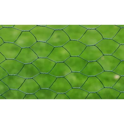 vidaXL Оградна мрежа поцинкована стомана хексагонална 1x25 м зелена