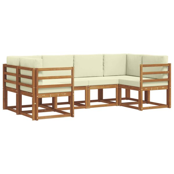vidaXL Комплект дивани за открито 6 pcs Натурален и Крема