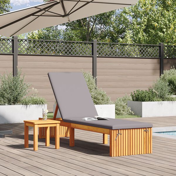 vidaXL Шезлонг Кафяво 200 x 55 x 94см Масивна акациева дървесина