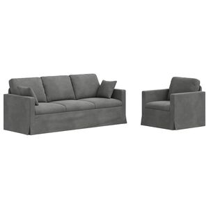vidaXL Комплект дивани 2 pcs Тъмен сив 198 x 78 x 80 см Кадифе