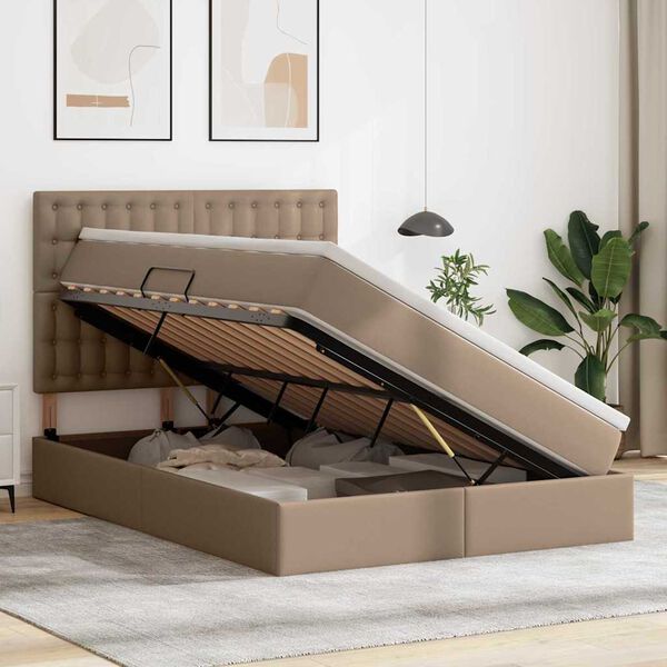 vidaXL Легло с място за съхранение Капучино 140 x 200 cm Изкуствена