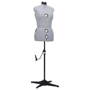 vidaXL Регулируем манекен, женски, сив, размер М/40-46