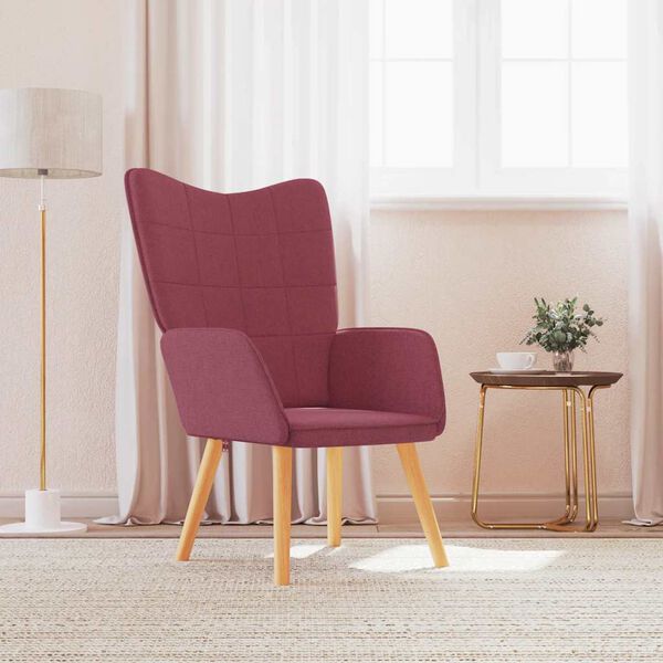 vidaXL Релаксиращ стол, виненочервен, плат