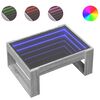 vidaXL Маса за кафе с Infinity LED, сив сонома, 70x53x30 см
