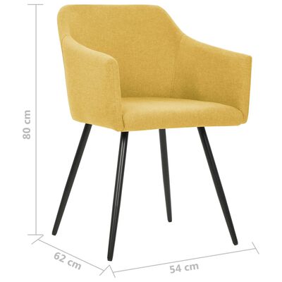 vidaXL Трапезни столове, 6 бр, жълти, текстил