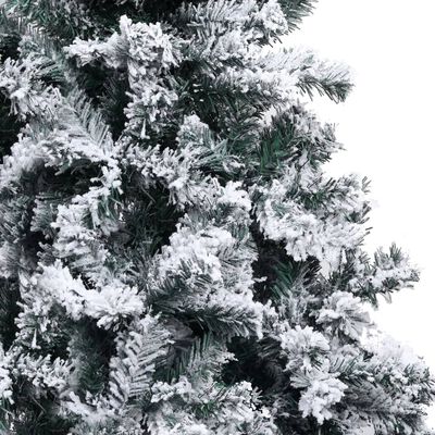 vidaXL Изкуствена елха с LED, топки и флокиран сняг, зелена, 400 см