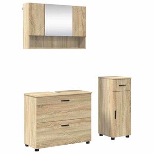 vidaXL Комплект мебели за баня 3 бр. Сонома дъб 76,5 x 35 x 64 см