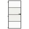 vidaXL Интериорна врата черна 93x201,5 см закалено стъкло и алуминий