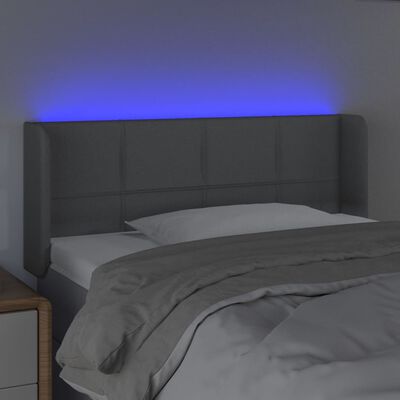 vidaXL LED горна табла за легло, светлосива,93x16x78/88 см, плат