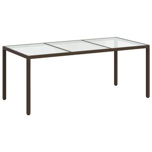 vidaXL Градинска маса кафява 190x90x75 см закалено стъкло и полиратан