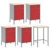 vidaXL Комплект работни шкафове с чекмедже с рафт 12 pcs Червен и сив