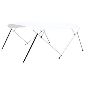 vidaXL Тента за лодка, 4 дъги, бяла, 243x(230-244)x137 см