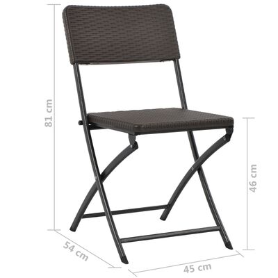 vidaXL Сгъваеми градински столове, 4 бр, HDPE и стомана, кафяви