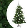 vidaXL Изкуствена коледна елха с топки 120 см 150 LED светодиода