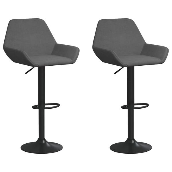 vidaXL Бар табуретки, 2 бр, тъмносиви, кадифе