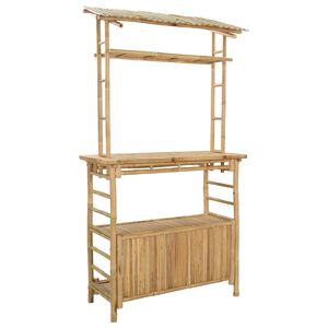 vidaXL Външна бар маса с рафт Естествен 110 x 50 x 210 см Бамбук