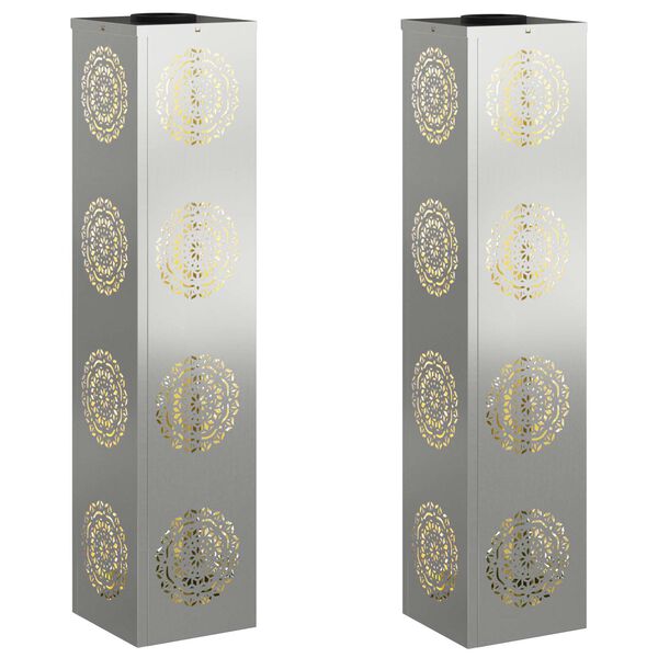 vidaXL Соларна LED светлина за пътека 2 pcs Сребрист