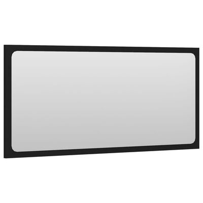 vidaXL Огледало за баня, черно, 80x1,5x37 см, ПДЧ