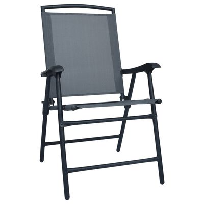 vidaXL Сгъваеми градински столове, 2 бр, textilene, сиви