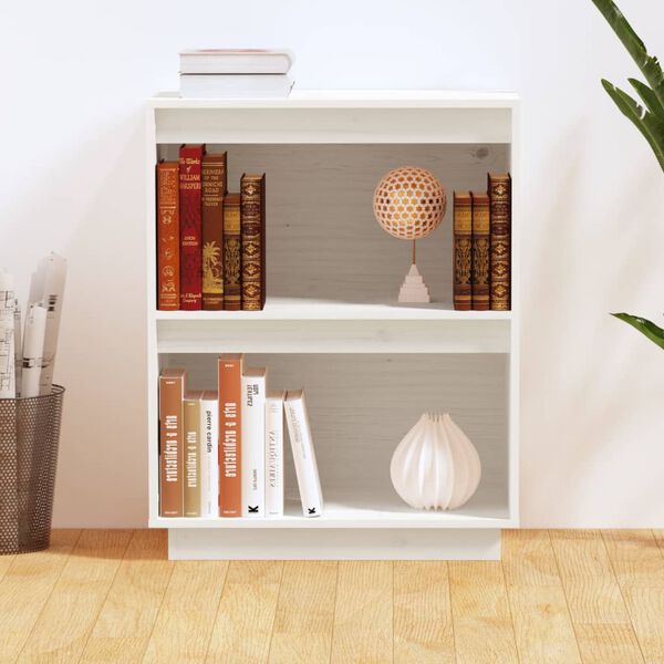 vidaXL Конзолен шкаф, бял, 60x34x75 см, бор масив