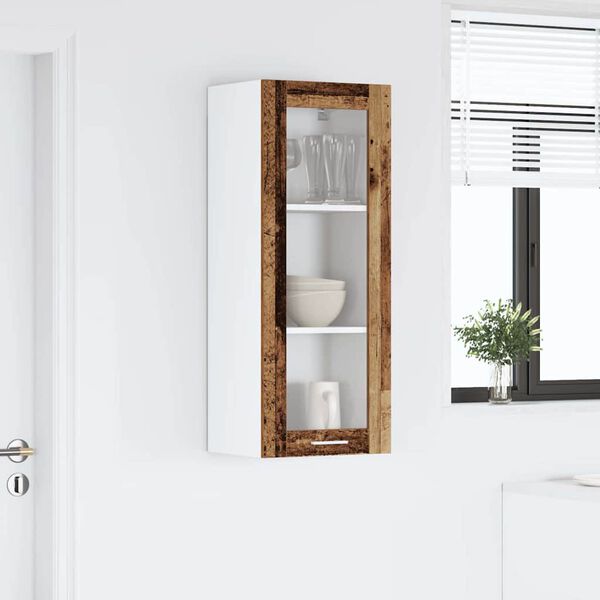 vidaXL Висящ шкаф с врата Старо дърво 40 x 31 x 100 см Инженерно дърво