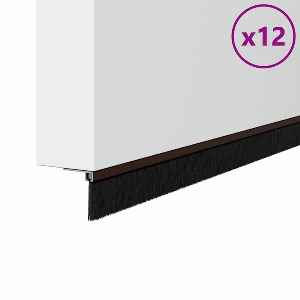 vidaXL Запечатващи четки за врата с винтово закрепване 12 pcs Кафяво