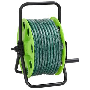 vidaXL Свободностояща зелена макара за маркуч с 20 м PVC маркуч