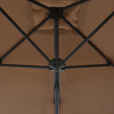 vidaXL Градински чадър със стоманен прът, 250x250 см, таупе
