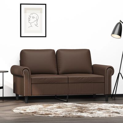 vidaXL 2-местен диван, кафяво, 120 см, изкуствена кожа