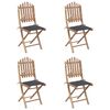 vidaXL Градински трапезен комплект сгъваем възглавници 5 части бамбук
