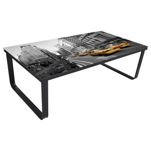 vidaXL Маса за кафе със стъклен плот, правоъгълна