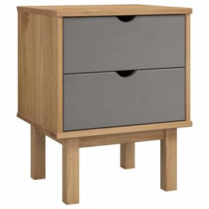 vidaXL Нощно шкафче OTTA, кафяво и сиво, 45x39x57 см, бор масив