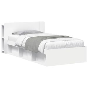 vidaXL Леглово рамо с хранилище Бяло 75 x 190 cm Инженерна дървесина