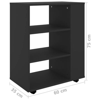 vidaXL Подвижен шкаф, черен, 60x35x75 см, ПДЧ