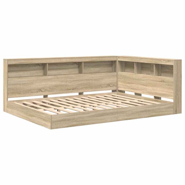 vidaXL Легло с библиотека дъб сонома 160 x 200 cm Инженерно дърво