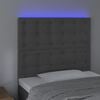 vidaXL LED горна табла за легло, тъмносива, 100x5x118/128 см, кадифе